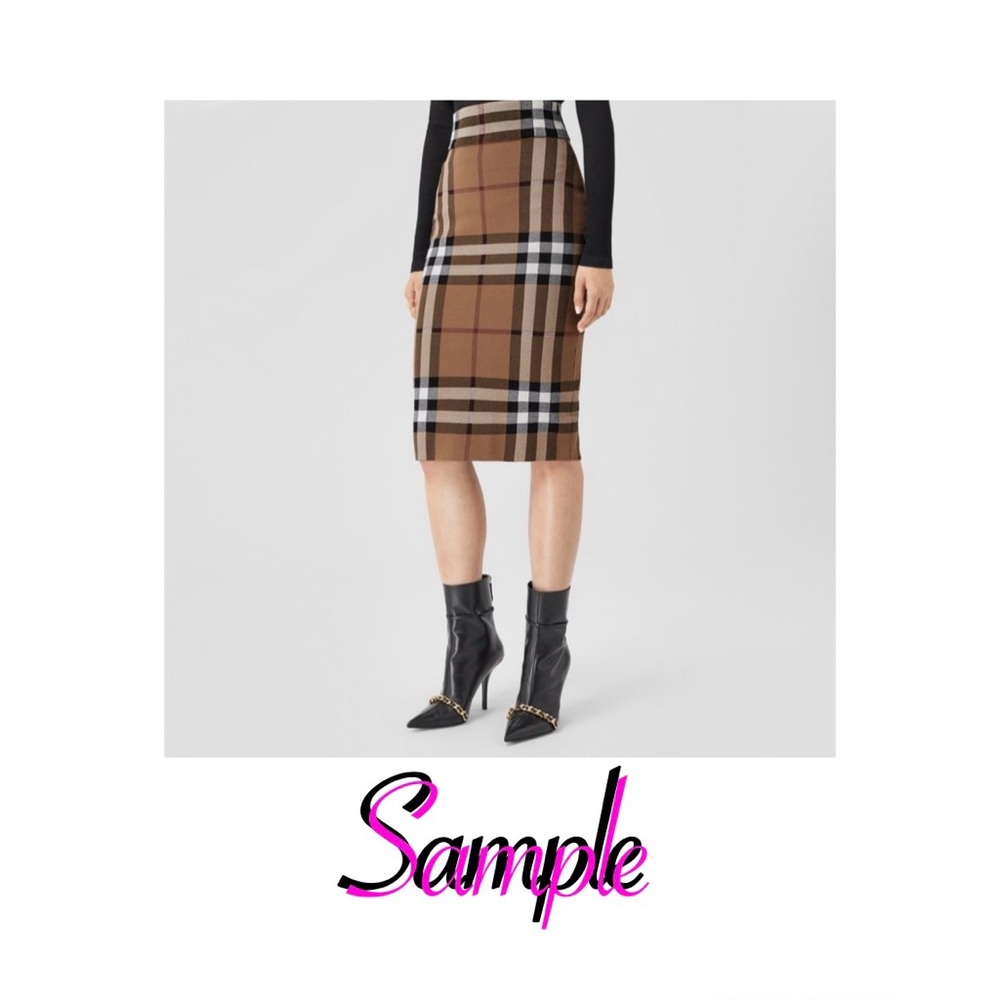 🆕Carole Wren Plaid Pencil Skirt in Camel Brown Classic Women's Skirt S🆕